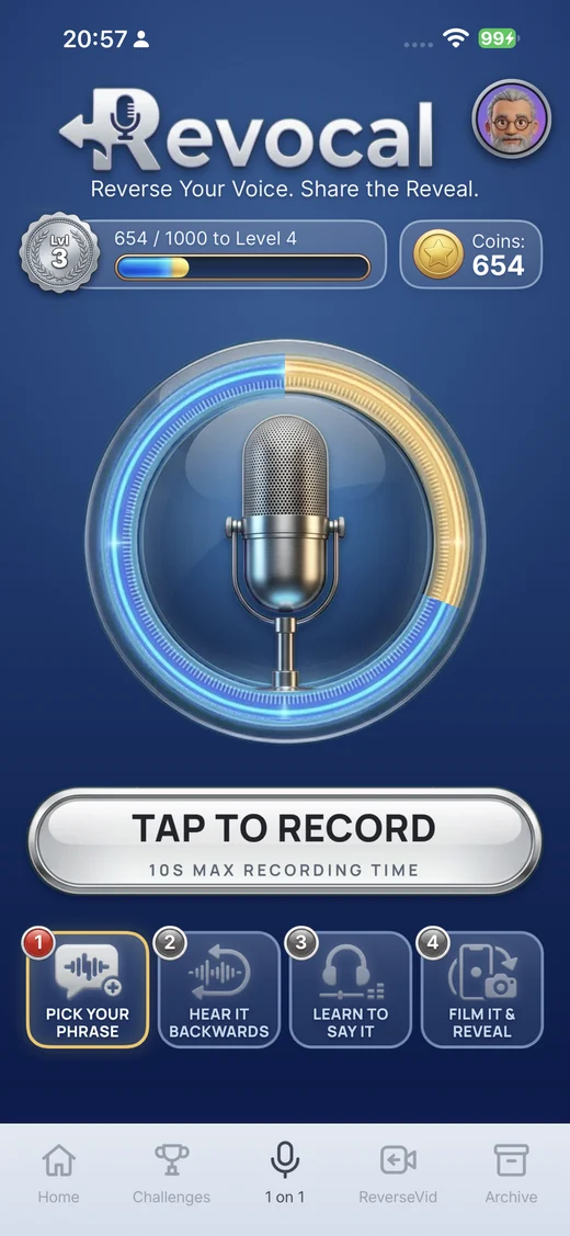 ReverseAU screen for reversing audio