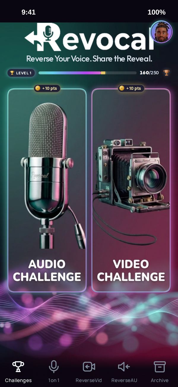 Choosing between an audio and a video challenge