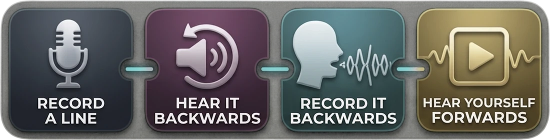 Record a line, hear it backwards, say it backwards, hear yourself forwards